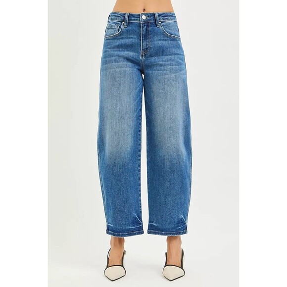 RISEN Slouchy Cropped Barrel Jeans NWT - Picture 3 of 6